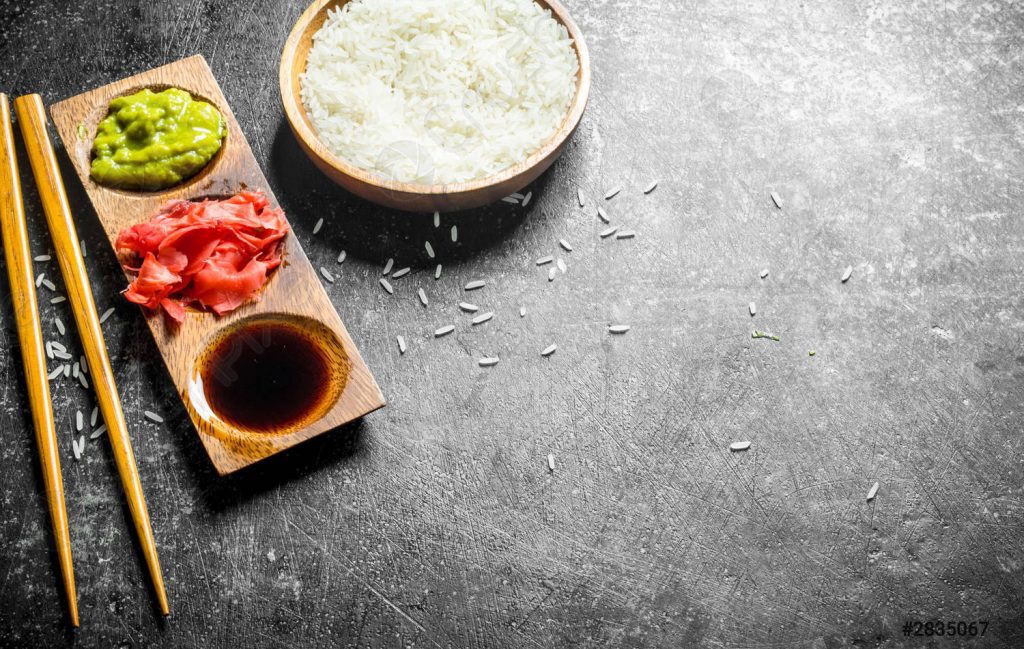 Wasabi, jengibre y salsa de soja
